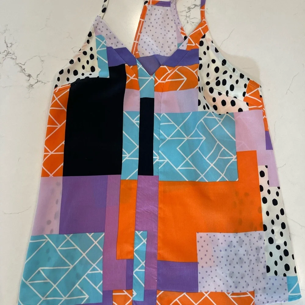 Amazon Multicolor Geometric Halter Top - Picture 2 of 2